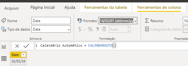 dCalendario = CALENDARAUTO com idioma em inglês - Guru do Excel e Power BI